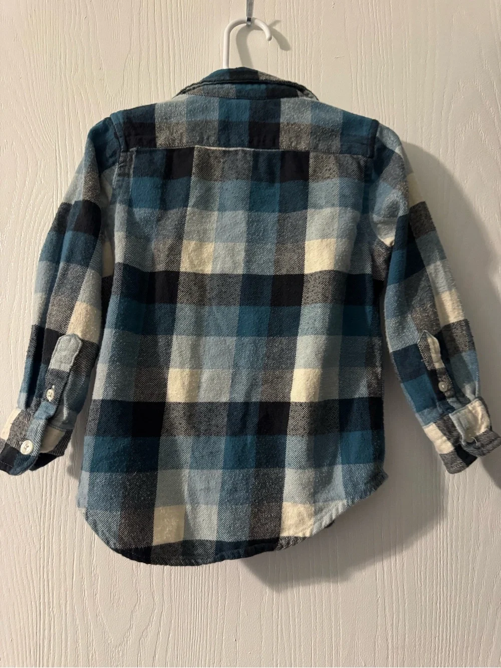Carter's Blue Black Cream Plaid Button-Down Shirt